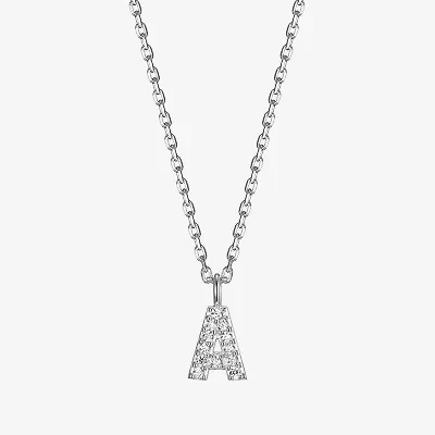 Womens Diamond Accent Cubic Zirconia Sterling Silver Round 18 Inch Pendant Necklace