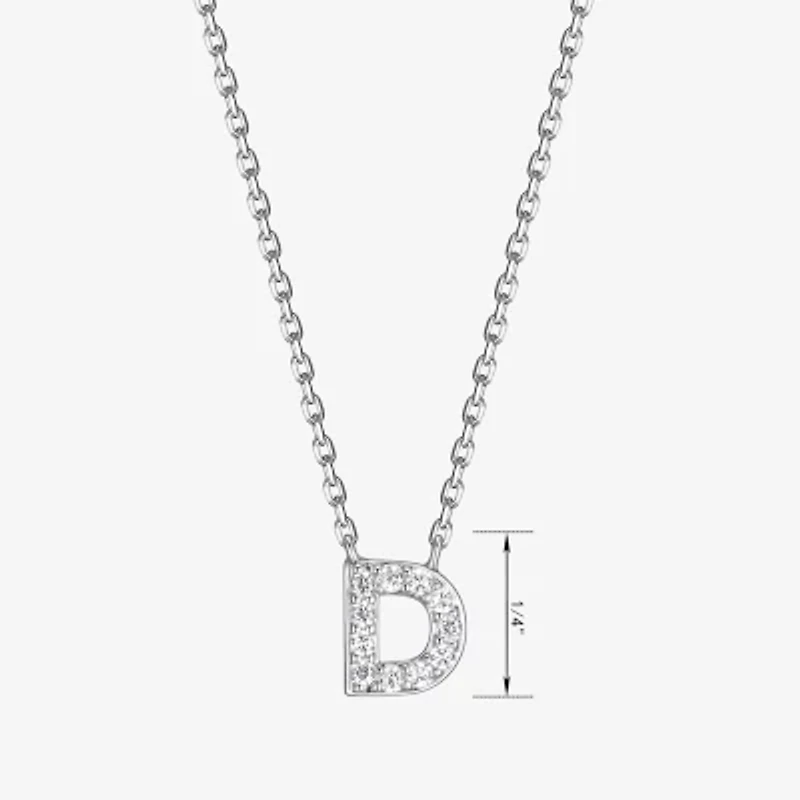 Womens 1/10 CT. T.W. Cubic Zirconia Sterling Silver Round 18 Inch Pendant Necklace