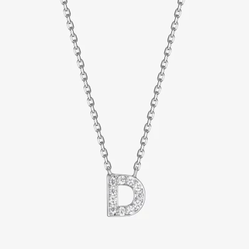 Womens 1/10 CT. T.W. Cubic Zirconia Sterling Silver Round 18 Inch Pendant Necklace