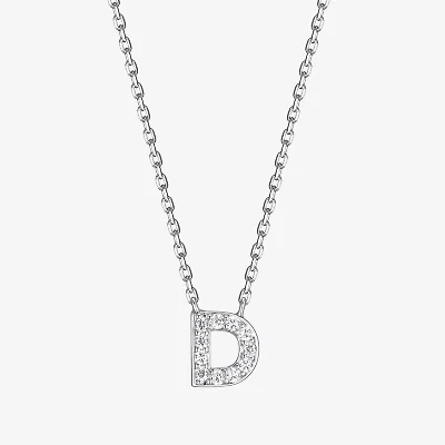 Womens 1/10 CT. T.W. Cubic Zirconia Sterling Silver Round 18 Inch Pendant Necklace