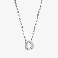 Womens 1/10 CT. T.W. Cubic Zirconia Sterling Silver Round 18 Inch Pendant Necklace