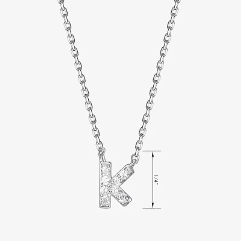Womens 1/10 CT. T.W. Cubic Zirconia Sterling Silver Round 18 Inch Pendant Necklace