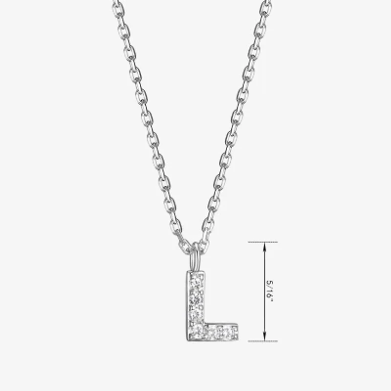 Womens Diamond Accent Cubic Zirconia Sterling Silver Round 18 Inch Pendant Necklace