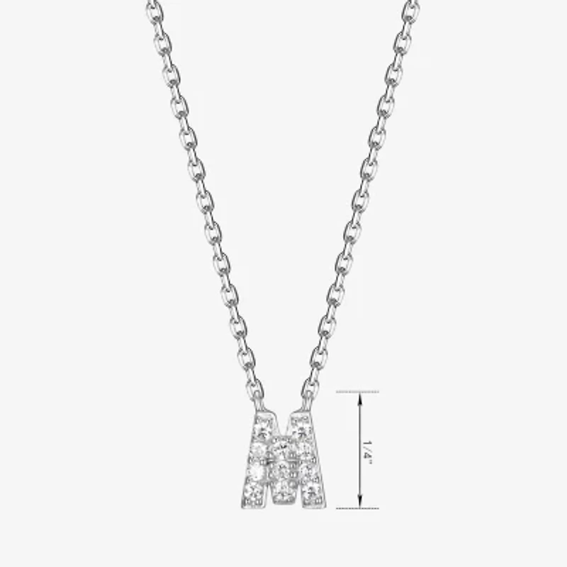 Womens 1/10 CT. T.W. Cubic Zirconia Sterling Silver Round 18 Inch Pendant Necklace
