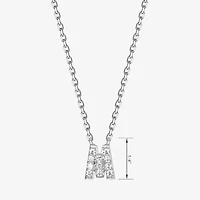 Womens 1/10 CT. T.W. Cubic Zirconia Sterling Silver Round 18 Inch Pendant Necklace