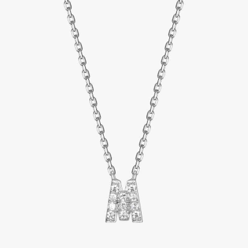 Womens 1/10 CT. T.W. Cubic Zirconia Sterling Silver Round 18 Inch Pendant Necklace