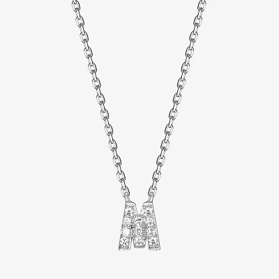 Womens 1/10 CT. T.W. Cubic Zirconia Sterling Silver Round 18 Inch Pendant Necklace