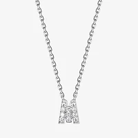 Womens 1/10 CT. T.W. Cubic Zirconia Sterling Silver Round 18 Inch Pendant Necklace