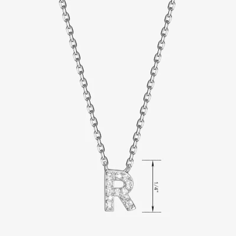 Womens Diamond Accent Cubic Zirconia Sterling Silver Round 18 Inch Pendant Necklace