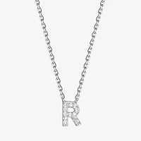 Womens Diamond Accent Cubic Zirconia Sterling Silver Round 18 Inch Pendant Necklace