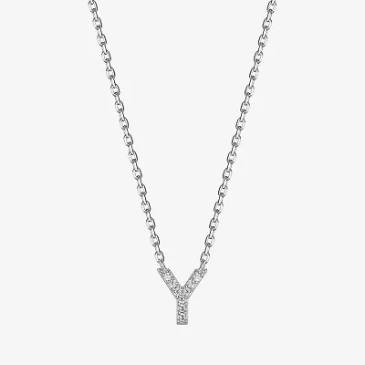 Womens Diamond Accent Cubic Zirconia Sterling Silver 18 Inch Pendant Necklace
