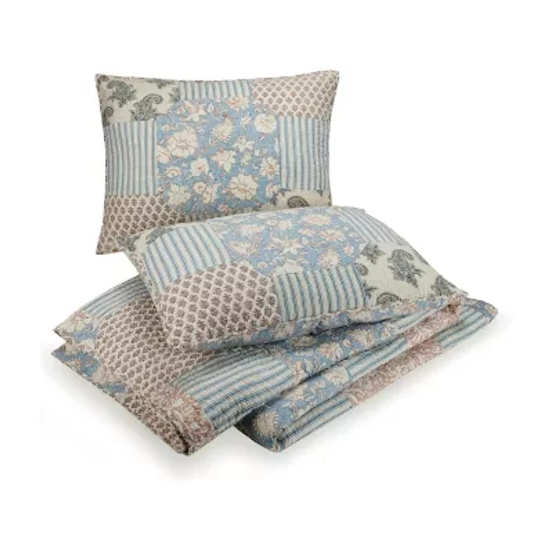 Mary Jane's Home Provencal Rose 3-pc. Embroidered Quilt Set