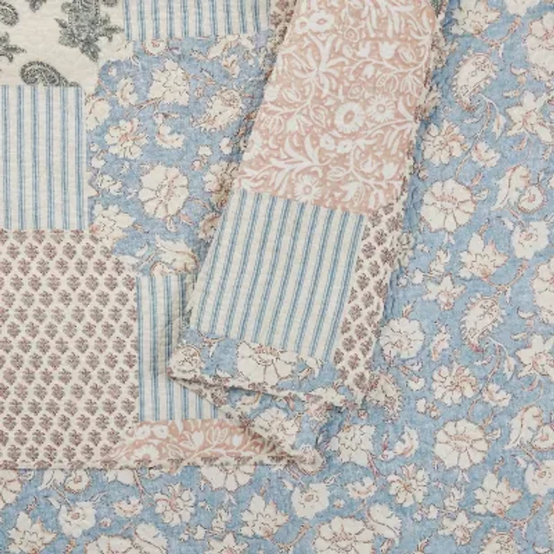 Mary Jane's Home Provencal Rose 3-pc. Embroidered Quilt Set