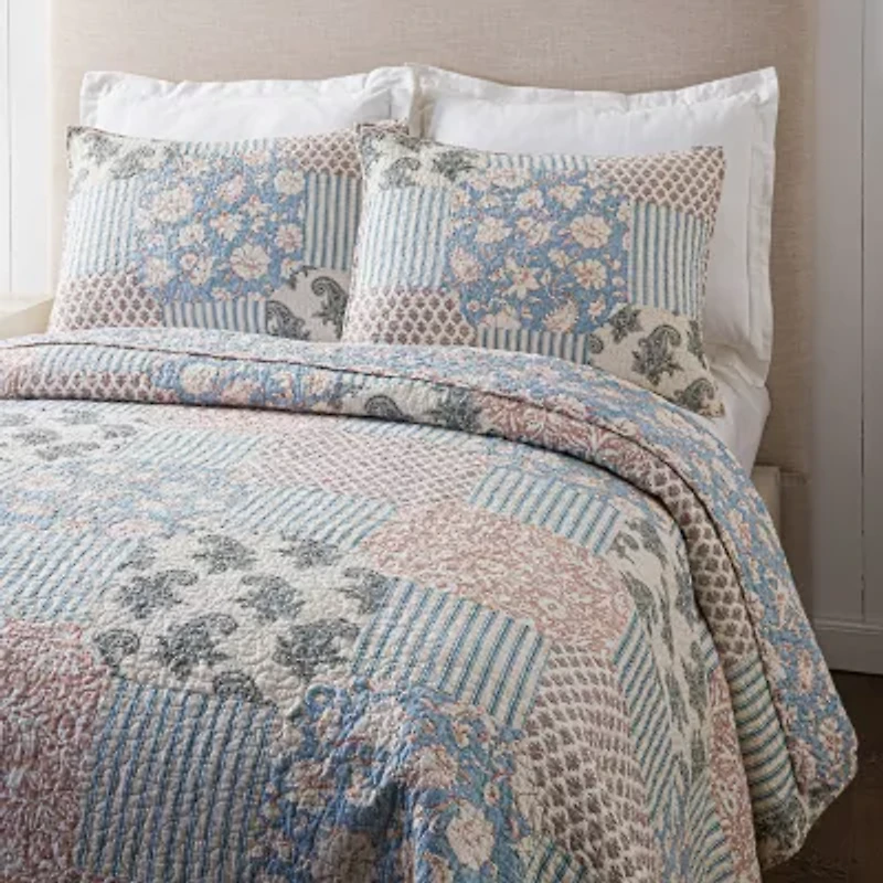 Mary Jane's Home Provencal Rose 3-pc. Embroidered Quilt Set