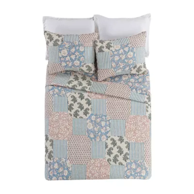 Mary Jane's Home Provencal Rose 3-pc. Embroidered Quilt Set