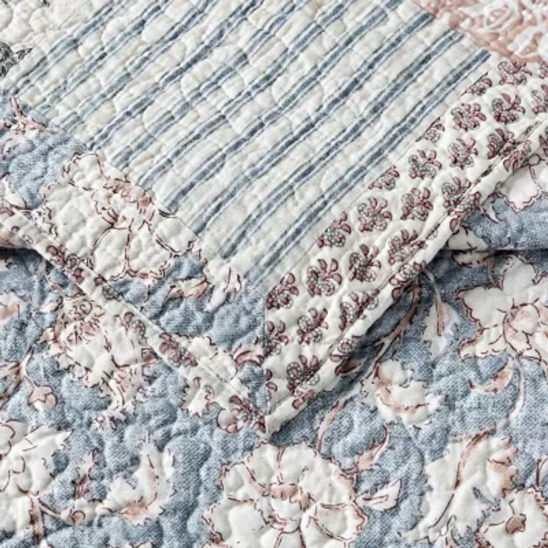 Mary Jane's Home Provencal Rose 3-pc. Embroidered Quilt Set