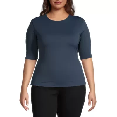 Worthington Plus Womens Ultra Smoothing Crew Neck Top