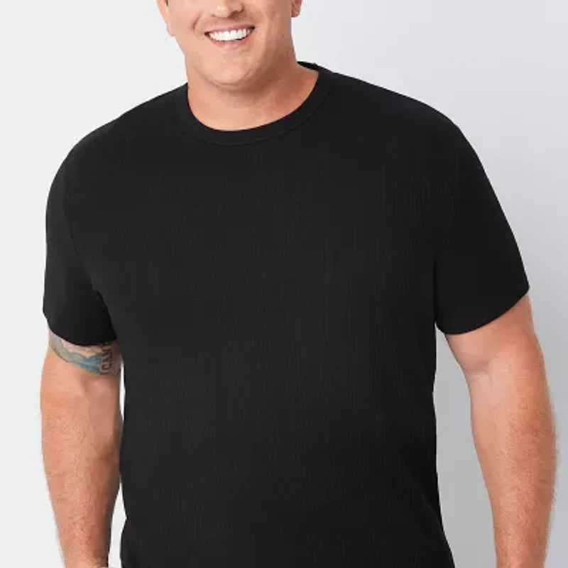 Shaquille O'Neal XLG Ribbed Dropneedle Mens Crew Neck Short Sleeve Big and Tall T-Shirt