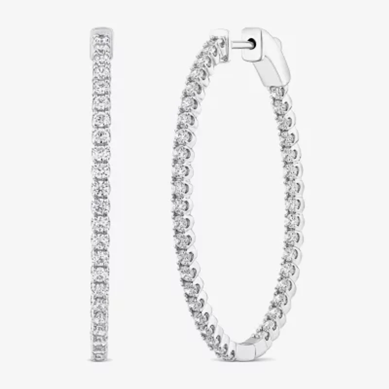 (G / SI1- SI2) 2 CT. T.W. Lab Grown White Diamond 10K or Yellow Gold 41.2mm Oval Hoop Earrings