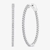 (G / SI1- SI2) 2 CT. T.W. Lab Grown White Diamond 10K or Yellow Gold 41.2mm Oval Hoop Earrings