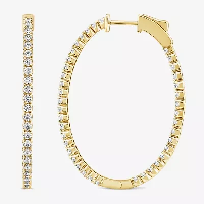 (G / SI1- SI2) 2 CT. T.W. Lab Grown White Diamond 10K White or Yellow Gold 41.2mm Oval Hoop Earrings