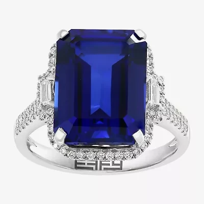 Effy Final Call  Womens Gemstone & 3/8 CT. T.W. Diamond 14K Gold Halo Side Stone Cocktail Ring