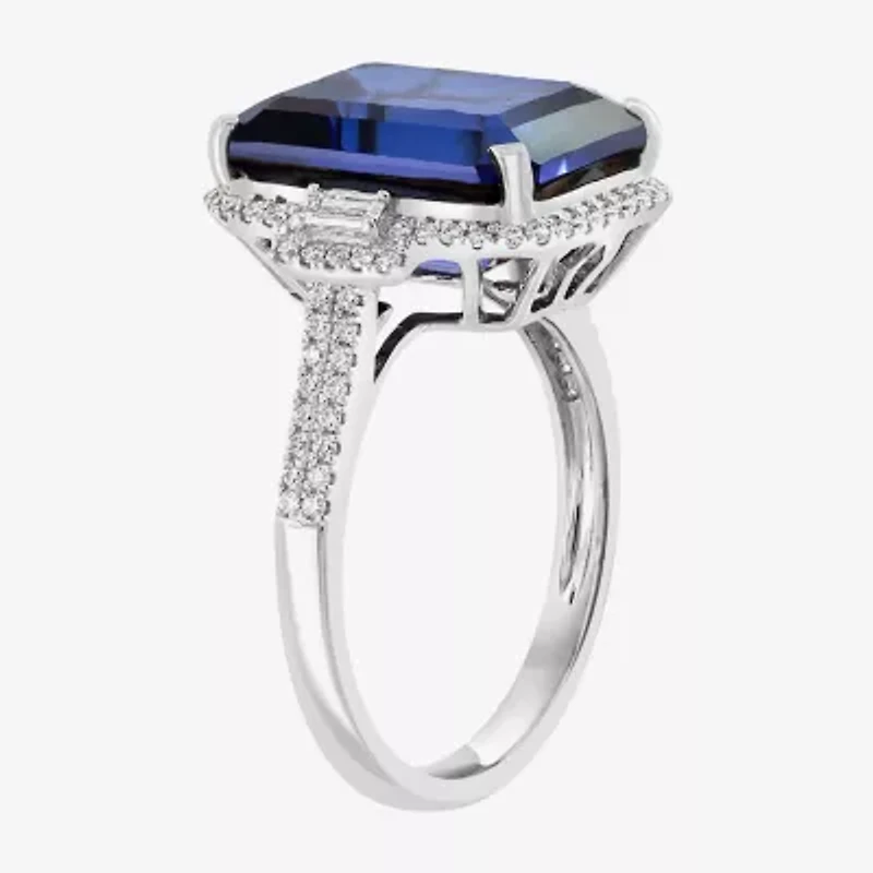 Effy Final Call  Womens Gemstone & 3/8 CT. T.W. Diamond 14K Gold Halo Side Stone Cocktail Ring