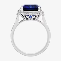 Effy  Womens Gemstone & 3/8 CT. T.W. Diamond 14K Gold Halo Side Stone Cocktail Ring