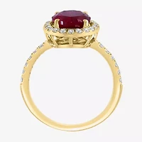 Effy Final Call  Womens 3/8 CT. T.W. Gemstone 14K Gold Oval Halo Side Stone Cocktail Ring