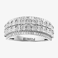 Womens Natural White Diamond Sterling Silver Band