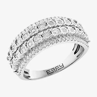 Effy Final Call Womens Natural White Diamond Sterling Silver Band