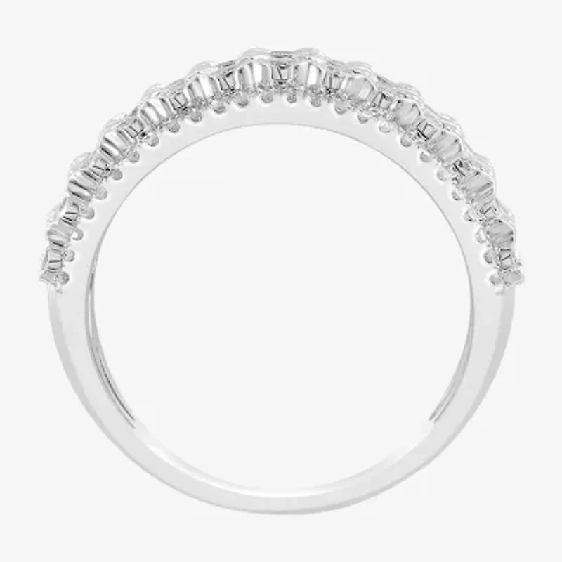 Effy Final Call Womens Natural White Diamond Sterling Silver Band