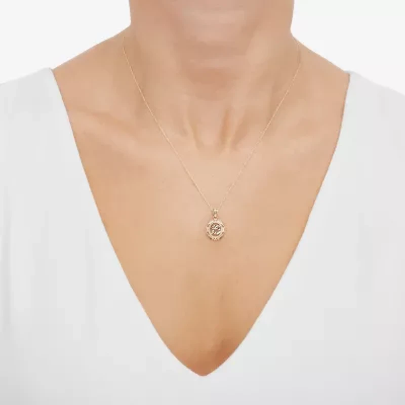 Womens White Cubic Zirconia 14K Two Tone Gold Oval Pendant Necklace