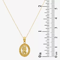 Saint Christopher Girls 14K Gold Oval 13 Inch Pendant Necklace