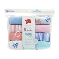 Hanes Ultimate Pure Comfort Organic Cotton Little & Big Kid Girls 8 Pack Hipster Panty Guoch8