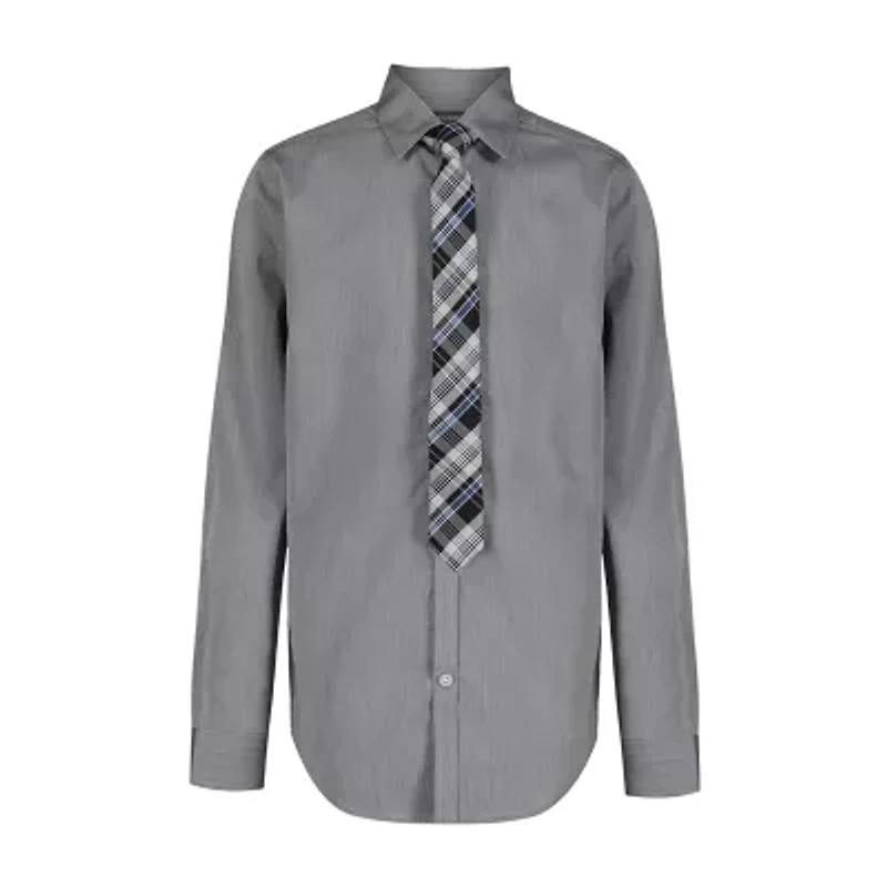 Van Heusen Little & Big Kid Boys Long Sleeve Point Collar Shirt + Tie Set