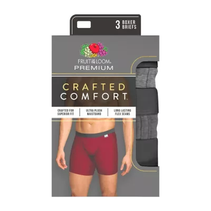 Fruit of the Loom Crafted Comfort Mens 3 Pack Boxer Briefs Ccp3ew1