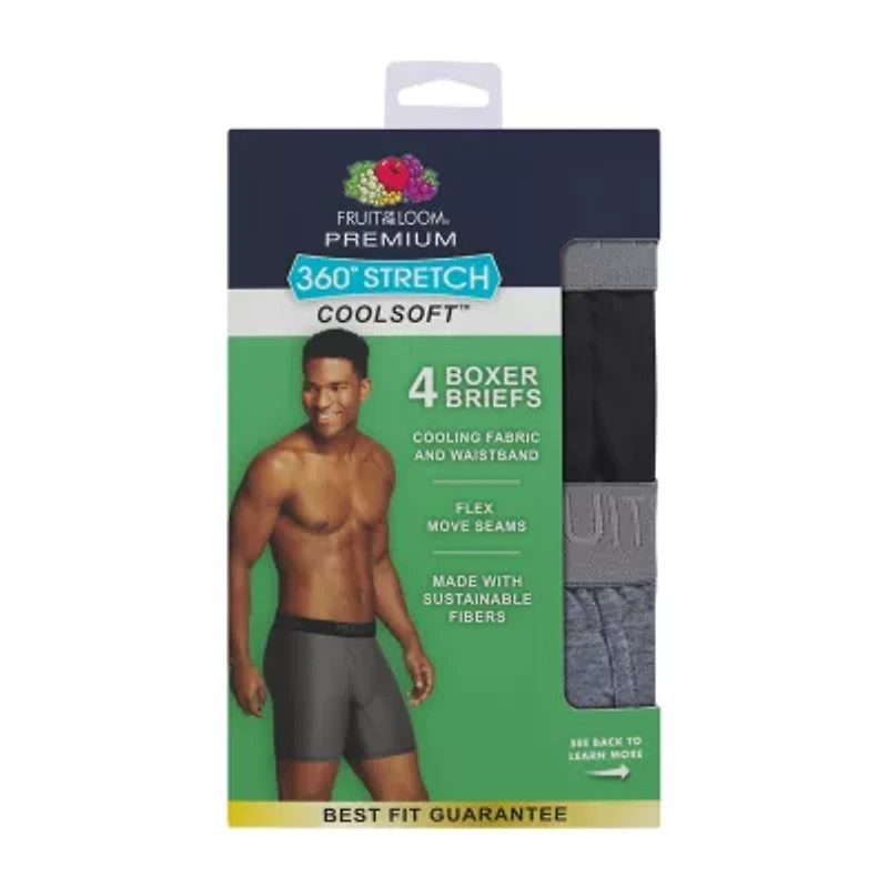 Fruit of the Loom 360 Stretch Coolsoft Mens 4 Pack Boxer Briefs