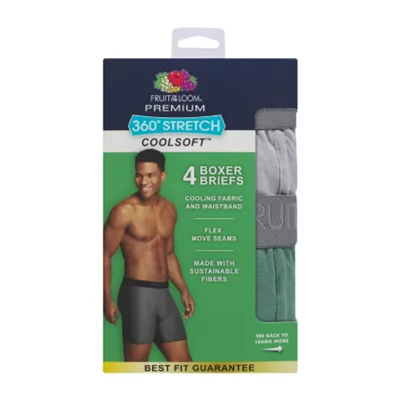 Fruit of the Loom 360 Stretch Coolsoft Mens 4 Pack Boxer Briefs Stc4bb2j