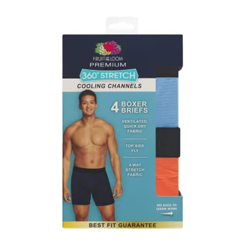 Fruit of the Loom 360 Stretch Cooling Channels Mens 4 Pack Boxer Briefs