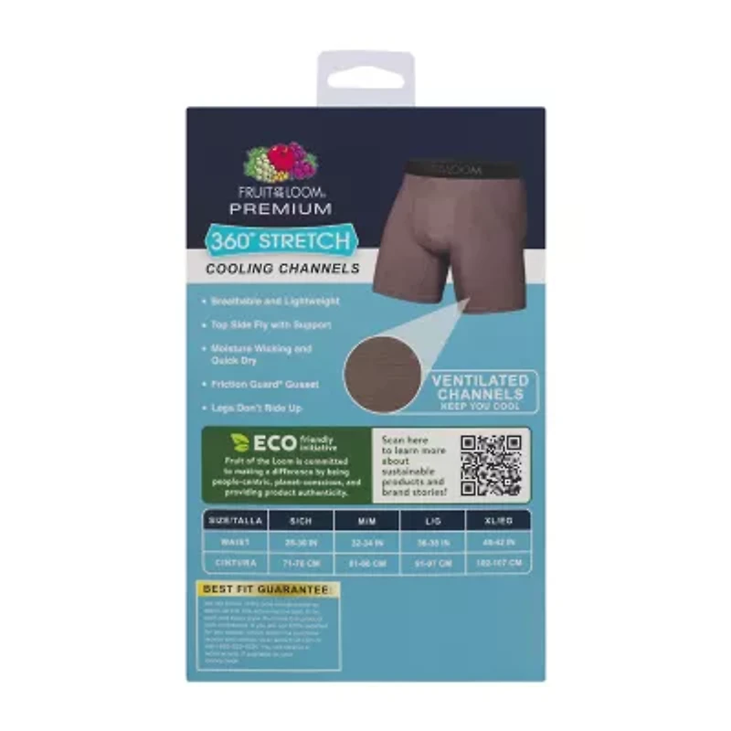Fruit of the Loom 360 Stretch Cooling Channels Mens 4 Pack Boxer Briefs