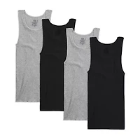 Fruit of the Loom Premium Cotton Mens Round Neck Sleeveless 4 Pack Tank