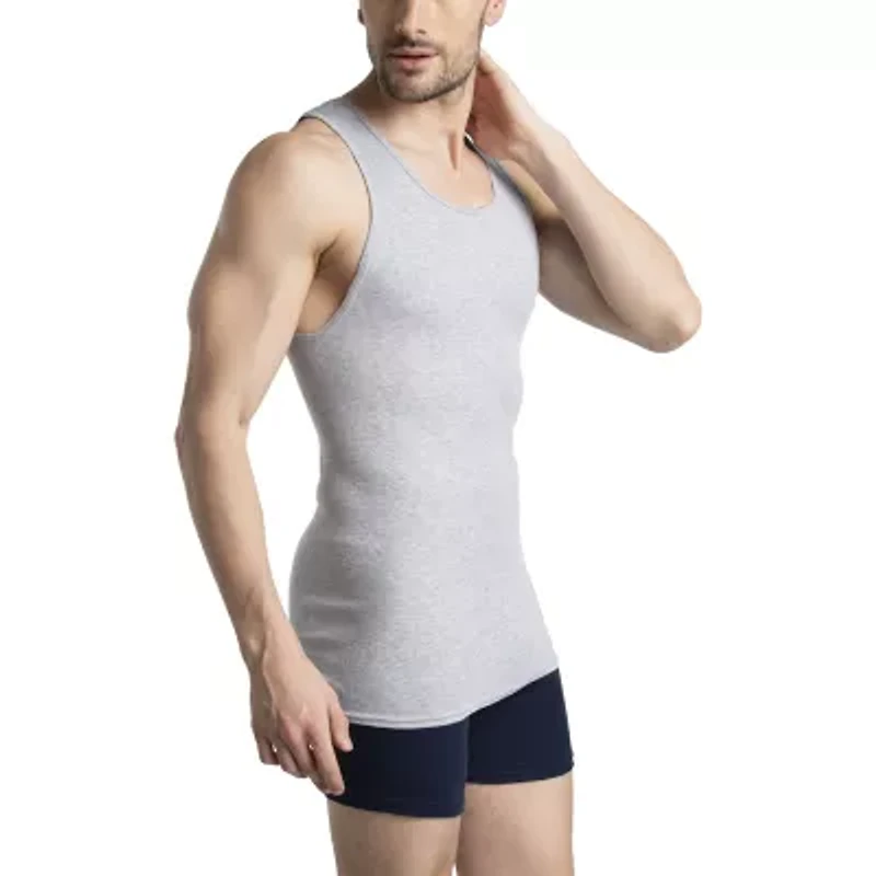Fruit of the Loom Premium Cotton Mens Round Neck Sleeveless 4 Pack Tank