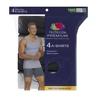 Fruit of the Loom Premium Cotton Mens Round Neck Sleeveless 4 Pack Tank