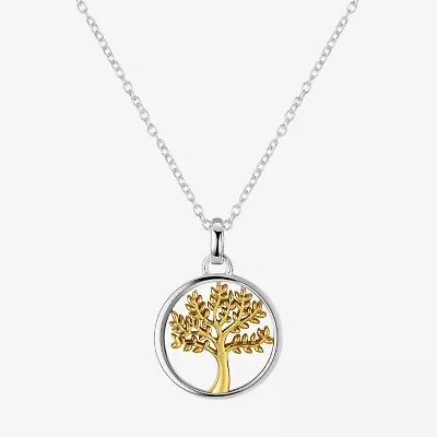 Footnotes Family Tree Womens Sterling Silver Round 16 Inch Pendant Necklace