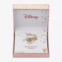 Disney Classics Ohana Charm Womens Cubic Zirconia Pure Silver Over Brass Heart 16 Inch Pendant Necklace