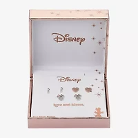 Disney Classics Pave Womens Cubic Zirconia Minnie Mouse 3 Pair Earring Set