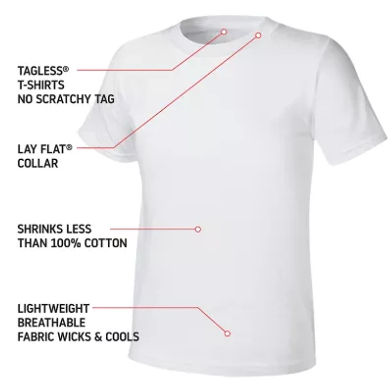 Hanes Ultimate Little & Big Boys 5 Pack Moisture-Wicking Crew Neck Short Sleeve T-Shirt