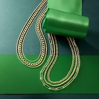 Made in Italy 14K Gold 16 - 18 Inch Solid Herringbone Chain Necklace