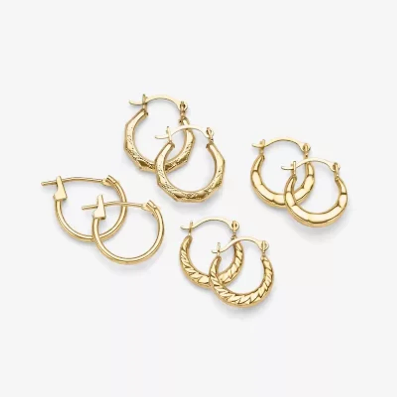 Womens 14K Gold 12mm Round Hoop Earrings